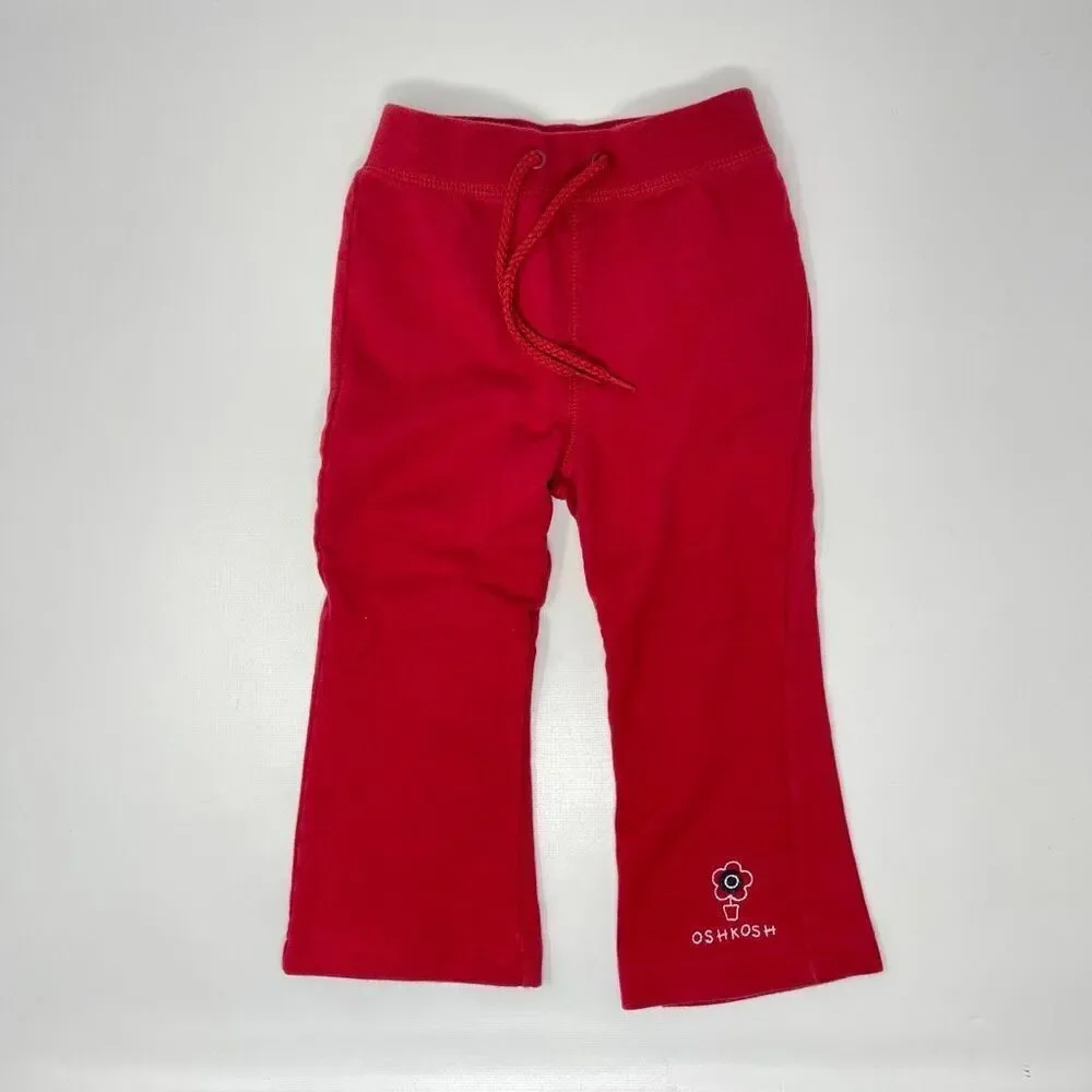 Vintage Y2K Osh Kosh B’Gosh Red Flare Pants & Ruffle Denim Skirt Girls Size 2T